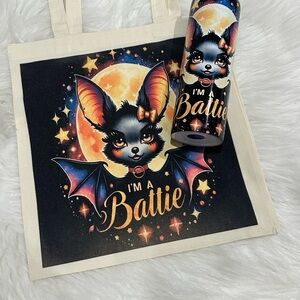 Bat Design Tote and Tumbler Set